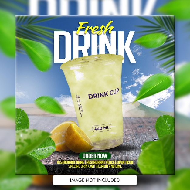 PSD orange lemon lime juice food menu social media poster flyer template