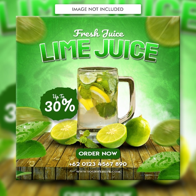 Orange lemon lime juice food menu social media poster flyer template