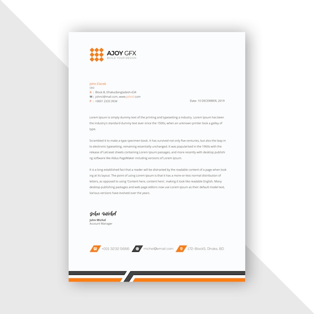 PSD orange letterhead template