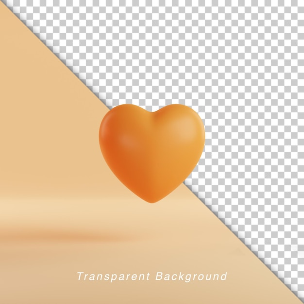 PSD orange love transparent background