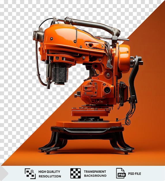 PSD a orange machine with the words  robot  on it