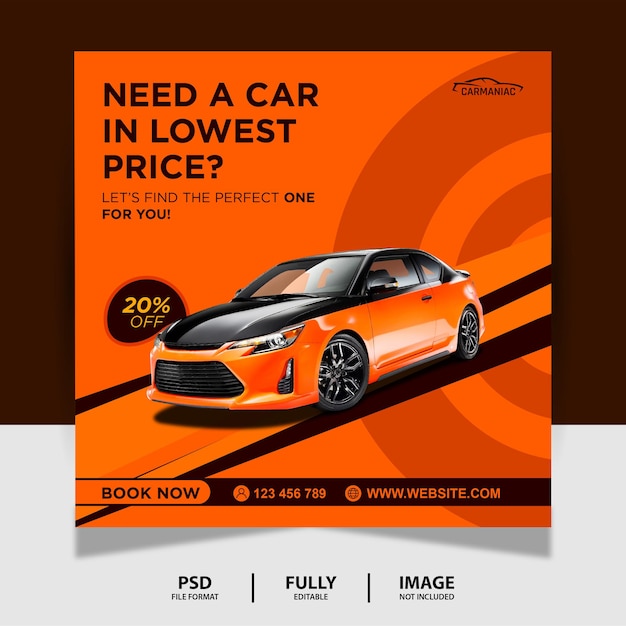 PSD orange need a car social media post banner