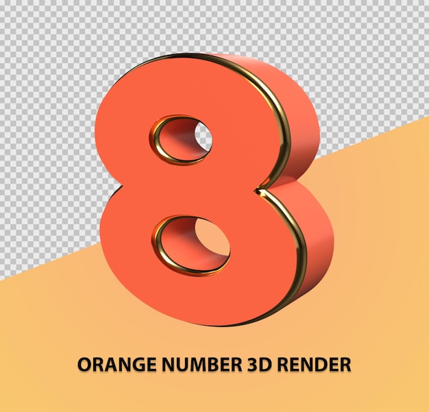 PSD rendering 3d di numero arancione