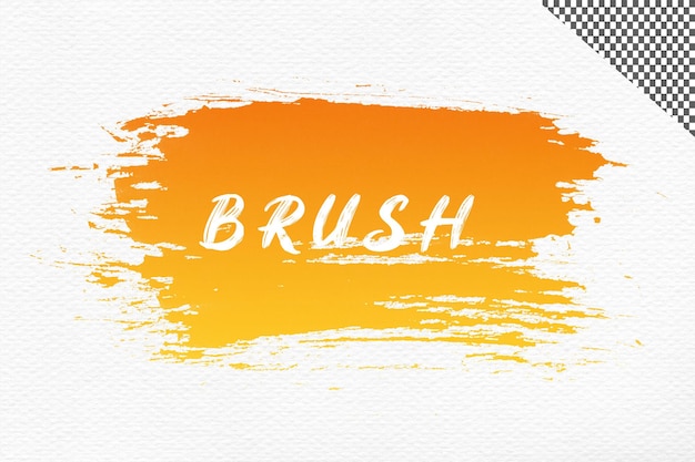 PSD orange paint brush stroke on transparent background