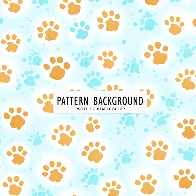 PSD orange paw prints pattern seamless patterns free patterns white background