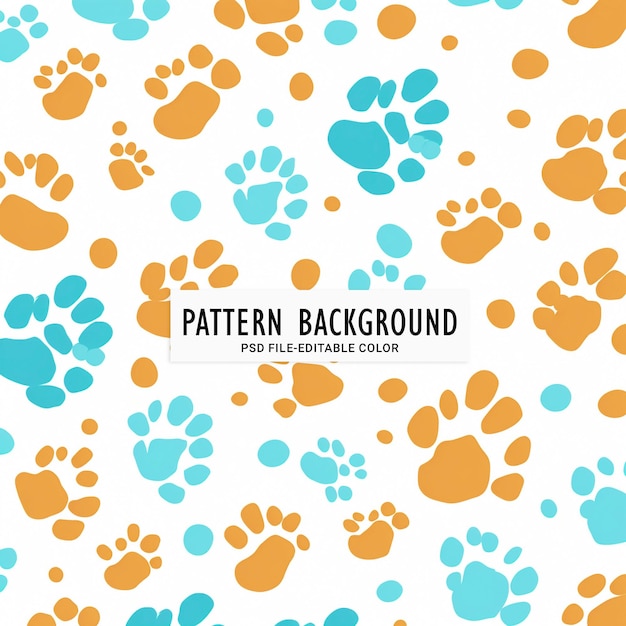 PSD orange paw prints pattern seamless patterns free patterns white background