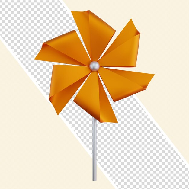 Orange Pinwheel Isolated 3D Render Illustration