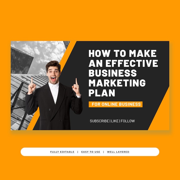 PSD orange professional modern business tips youtube thumbnail