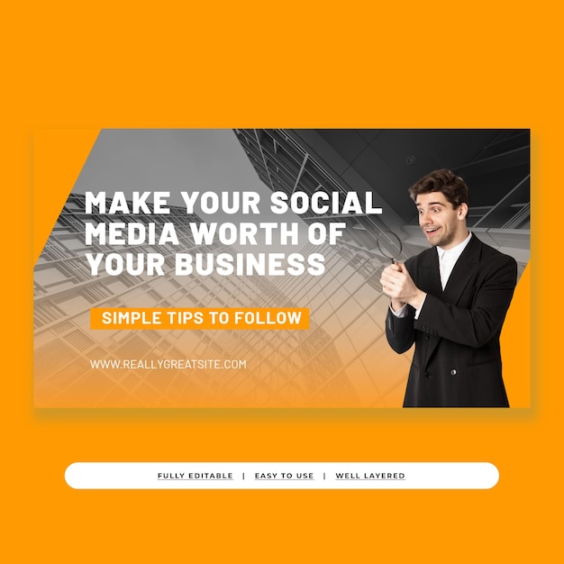 PSD orange professional modern business tips youtube-thumbnail