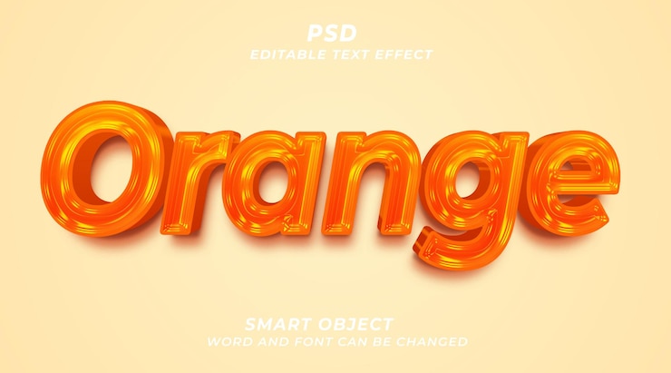 Оранжевый PSD 3d редактируемый шаблон фотошоп с текстовым эффектом