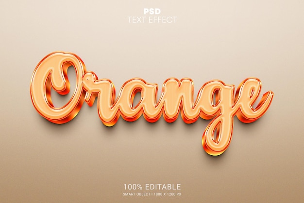 오렌지 PSD 편집 가능한 텍스트 효과 디자인
