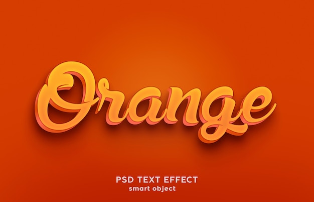 オレンジ色のPSDテキスト効果デザイン3D無料ダウンロード