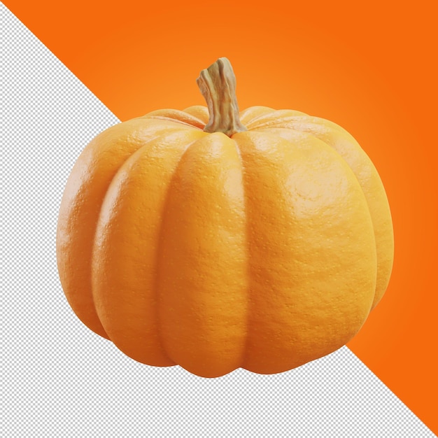 PSD orange pumpkin on transparent background pumpkin halloween autumn mood farm natural vegetables isolate pumpkin icon 3d illustration 3d rendering