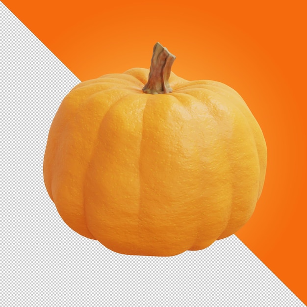 PSD zucca arancione su sfondo trasparente zucca halloween umore autunnale farm verdure naturali isolare icona zucca 3d rendering 3d