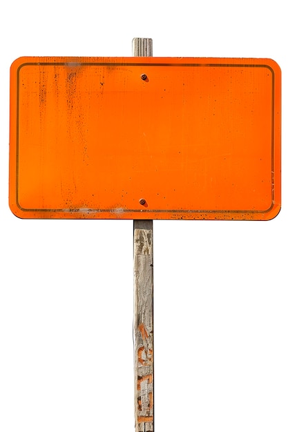 PSD オレンジ色の長方形の道路標識のカットアウト画像