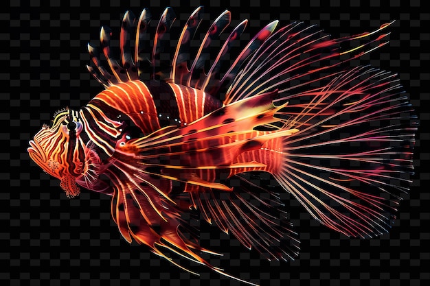 PSD an orange and red fish with a yellow tail and orange stripes