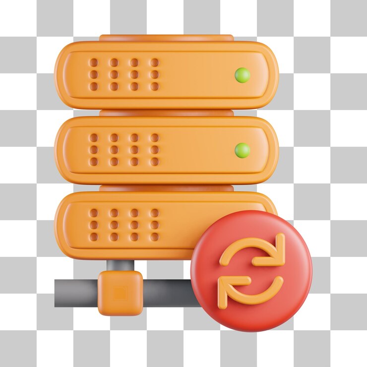 PSD orange server sync 3d icon