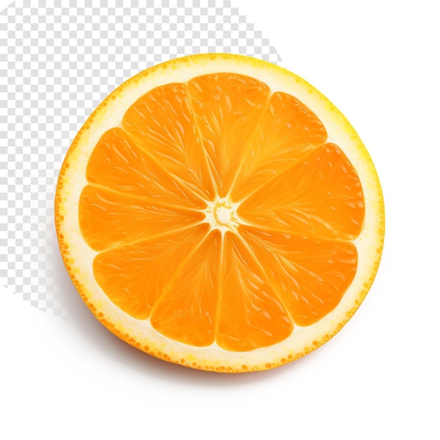 Orange slice on white top view