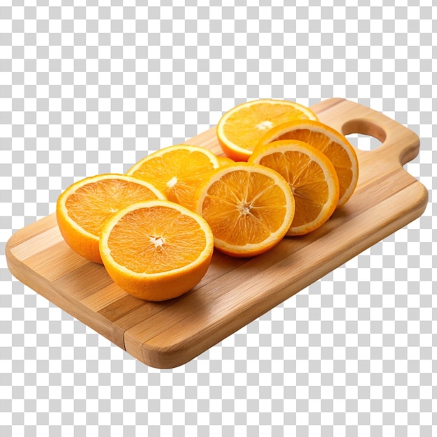 PSD 투명한 배경에 고립 된 목재 절단에 오렌지 조각