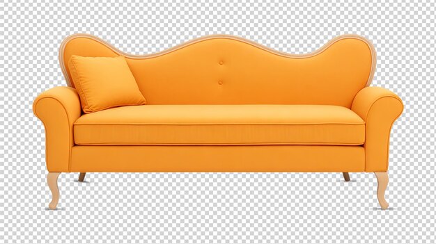 PSD orange sofa isolated on transparent background