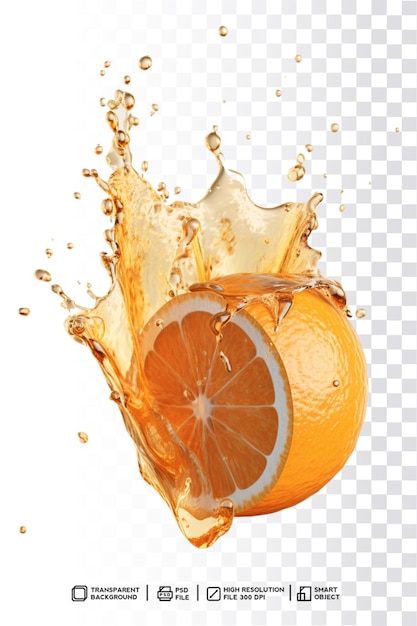 PSD an orange splashing into a splash of orange juice