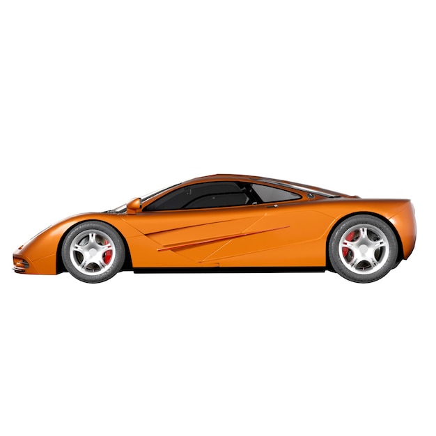 PSD orange sports car right side view