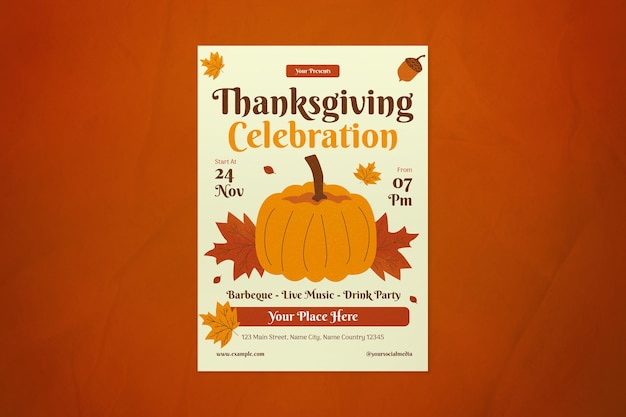 Orange thanksgiving celebration flyer