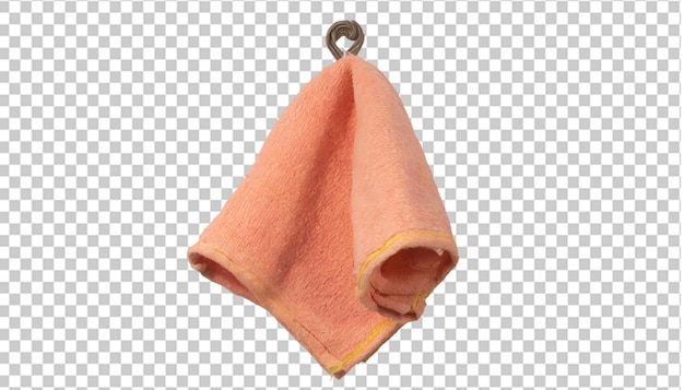 PSD 透明な背景にハンガーにオレンジ色のタオルが分離されました