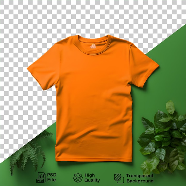 PSD orange tshirt mockup isolated on transparent background include png file