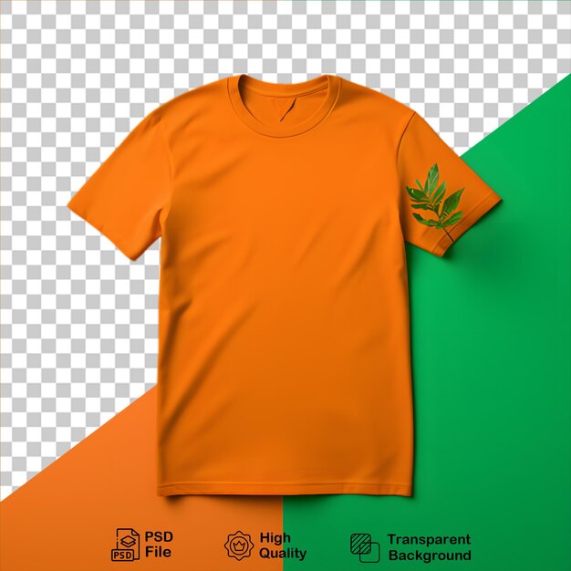 PSD orange tshirt mockup isolated on transparent background include png file