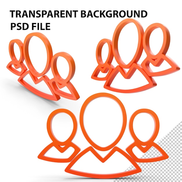 PSD Оранжевый символ обзора группы пользователей png