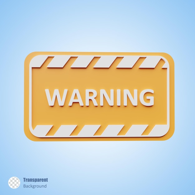 PSD orange warning sign in 3d render design