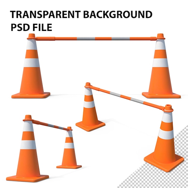 Orange White Traffic Cone with Bar PNG