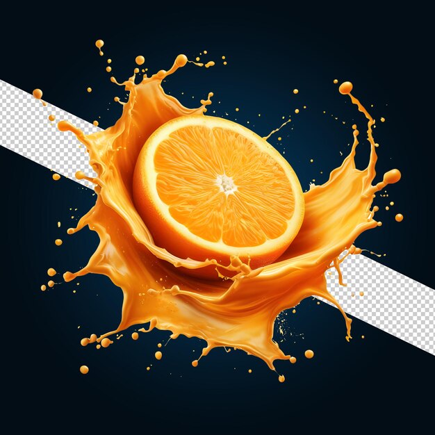 PSD orange with orange splash fresh orange orange juice generated by an artificial intelligence