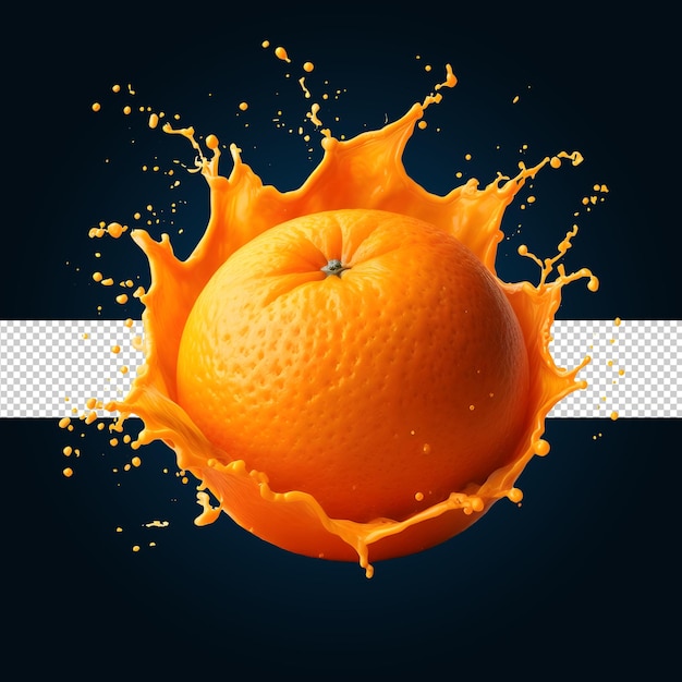 PSD con arancia spruzzata di arancia fresca succo d'arancia generato da un'intelligenza artificiale