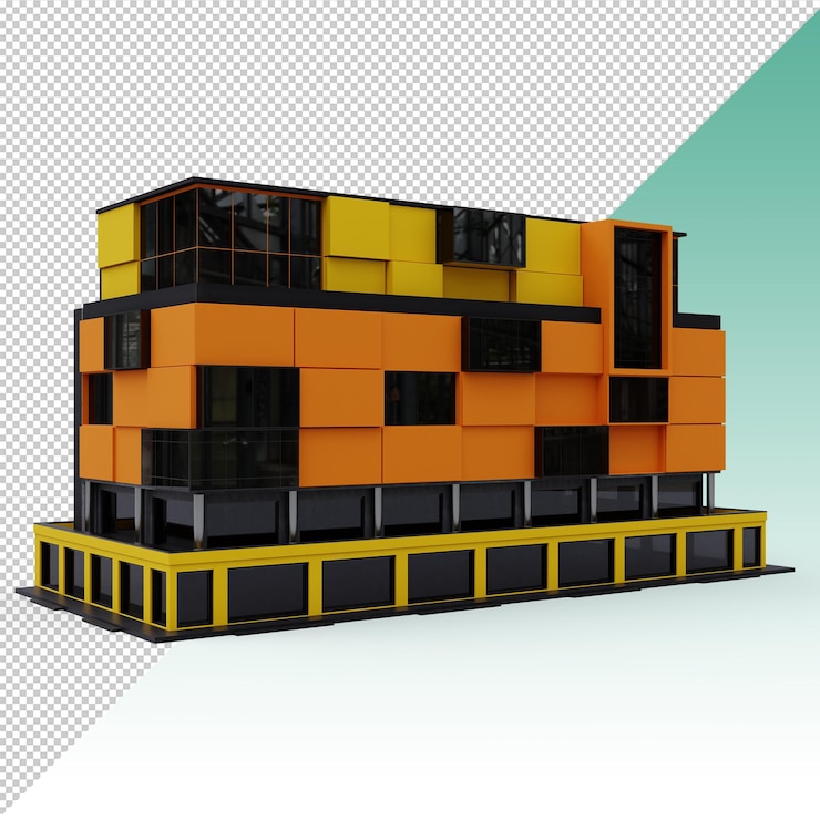 PSD orange yellow black wall modern building