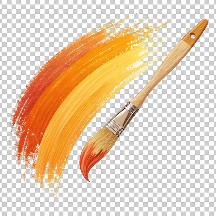 PSD orange yellow brush stroke isolated on transparent background