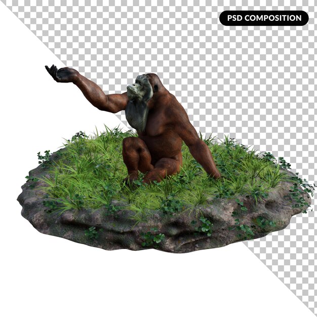 PSD orangutan isolated 3d