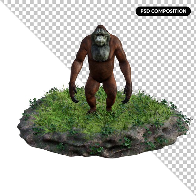 Orangutan Na Białym Tle 3d