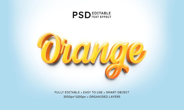 PSD oranje 3d bewerkbaar teksteffect