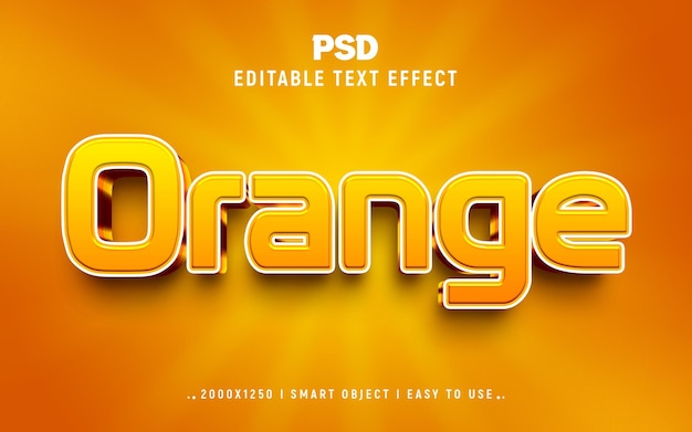 PSD oranje 3d bewerkbare tekst-effect stijl