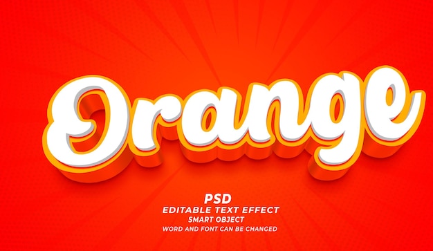 Oranje 3D bewerkbare teksteffect Photoshop PSD-sjabloon