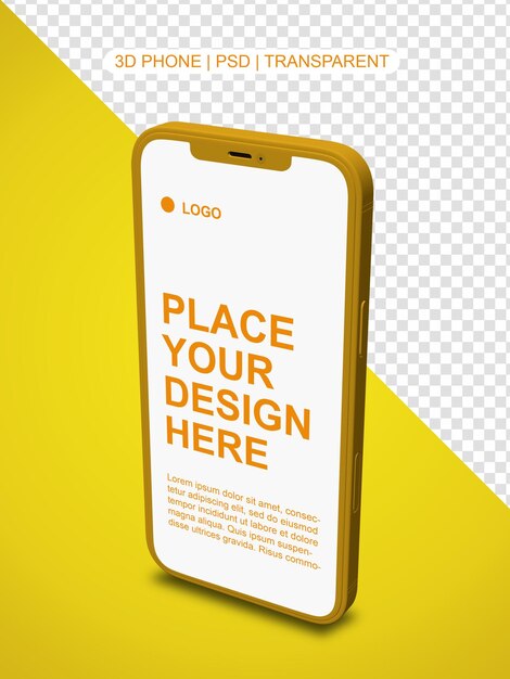 Oranje 3D Smartphone mock-up sjabloon