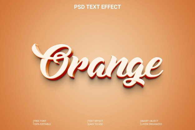 Oranje bewerkbare 3d-teksteffect