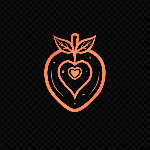 Oranje en zwarte appel met een hart op de zwarte achtergrond