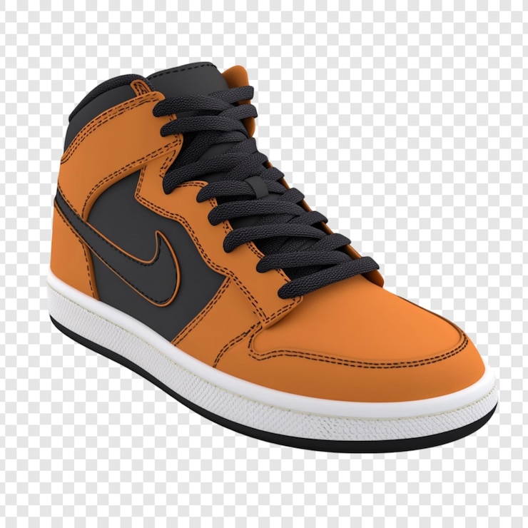 PSD oranje en zwarte high top sneaker stijlvol schoenontwerp