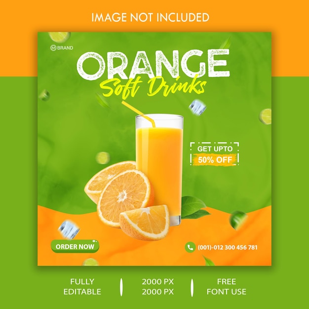 Oranje frisdrank social media post banner advertentiesjabloon