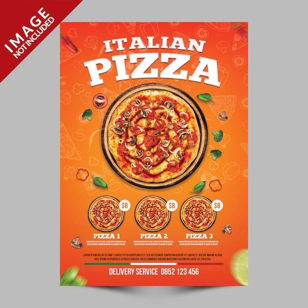 Oranje Italiaanse Pizza Poster sjabloon