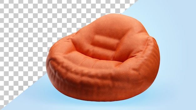 PSD oranje leren zitzakstoel lederen pluizige stoel geïsoleerd comfortabele zachte stoel 3d render