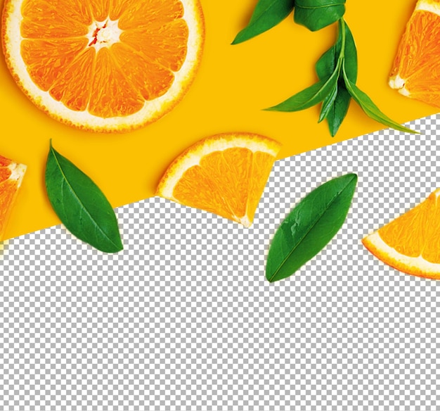 Oranje met groene bladeren geïsoleerd op doorzichtige achtergrond